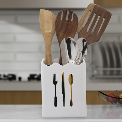 BARCROCK Empty Cutlery Holder Case(Milky White  Holds 25 Pieces)