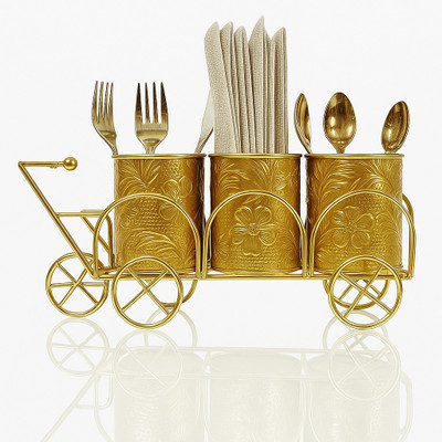 R K Handicrafts Empty Cutlery Holder Case(Golden  Holds 20 Pieces)