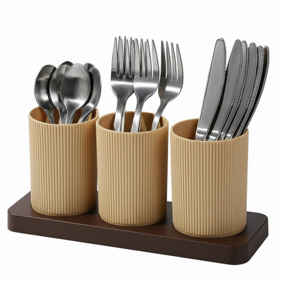 MAGICSPOON Empty Cutlery Holder Case(Brown  Holds 25 Pieces)