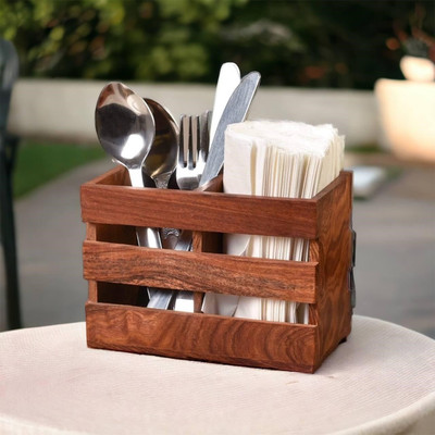 Shelter Empty Cutlery Box Case(Brown  Holds 12 Pieces)