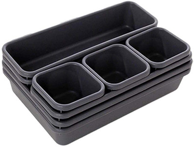 divinezon Interlocking Cutlery Drawer Desk Organizer Drawer Divider(Plastic)