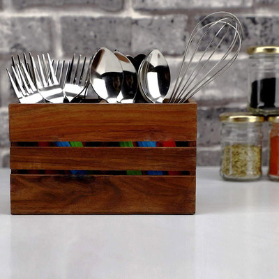 kizama Empty Cutlery Holder Case(Brown  Holds 20 Pieces)