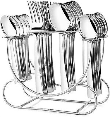 CRYZONE Empty Cutlery Holder Case(Silver  Holds 24 Pieces)