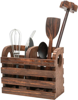 SKYFUN Empty Cutlery Holder Case(Brown  Holds 12 Pieces)