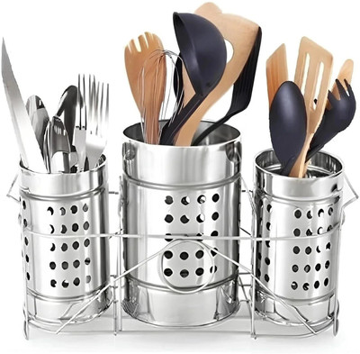 frogtail Empty Cutlery Holder Case(silver  Holds 44 Pieces)