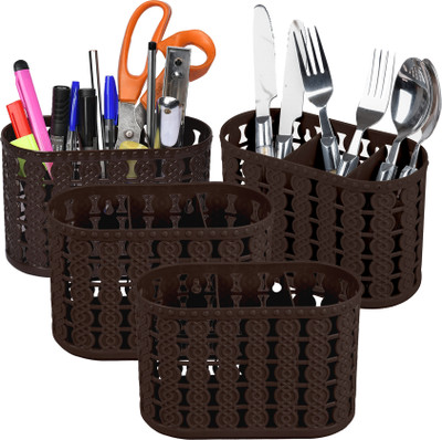 KUBER INDUSTRIES Empty Cutlery Holder Case(Brown  Holds 4 Pieces)