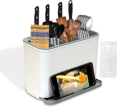 BAREPEPE Empty Cutlery Holder Case(White, Grey  Holds 50 Pieces)