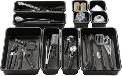 Cutting EDGE Empty Cutlery Holder Case(Black  Holds 10 Pieces)