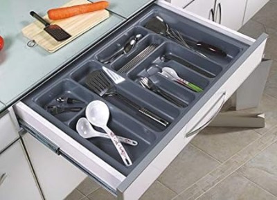 KEEPWELL Empty Cutlery Holder Case(Grey  Holds 7 Pieces)