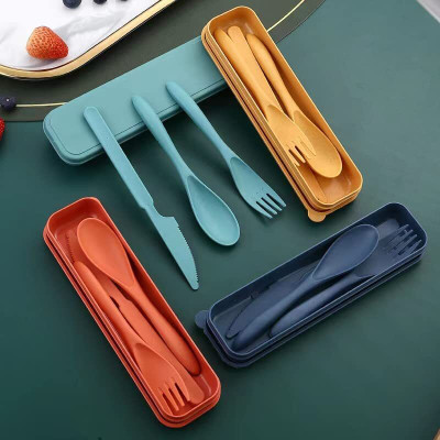 PEGACORN 3 in 1 Utensil Set Travel Camping Cutlery Picnic Camping Cutlery Set.-(2). Plastic Cutlery Set(Pack of 4)