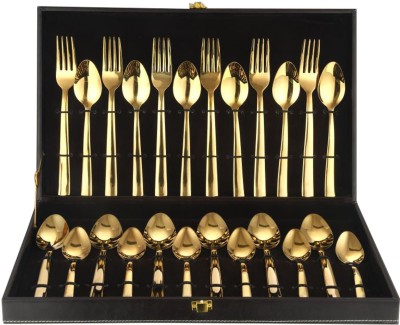 Mintage Model Tiara (6 tea spoon,6 baby spoon,6 desert spoon,6 desert fork) Stainless Steel Cutlery Set(Pack of 24)