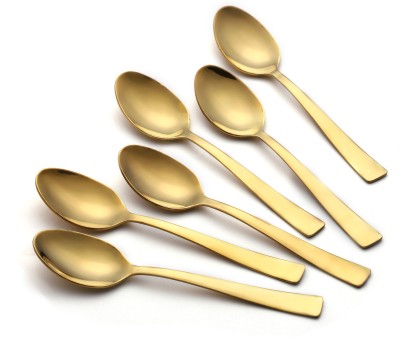 FnS Alexa gold 6 pcs Teaspoon set Stainless Steel Cutlery Set(Pack of 6)