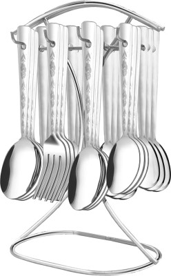 Troozy Jessica Cutlery Set with Stand Holder for Spoon and Fork Stainless Cutlery Set Stainless Steel Cutlery Set(Pack of 25)
