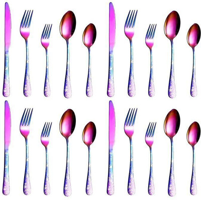 Heimora Elegant Stainless Steel Rainbow 20-Piece Cutlery Set Disposable Stainless Steel Cutlery Set(Pack of 1)