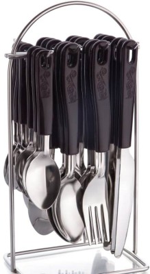 Finner Royal Black Wire Cutlery Set with Stainless Steel Spoon Set 24pcs Steel, Plastic Cutlery Set(Pack of 25)