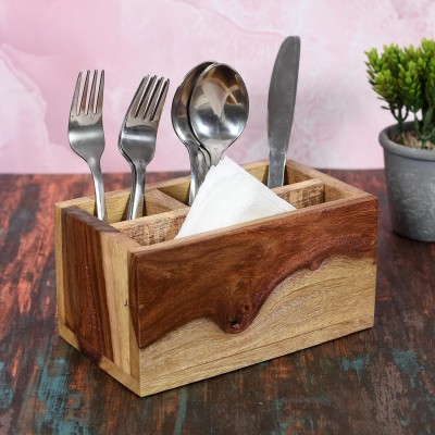 Samsiddhi Wooden Tissue and Cutlery Holder for Home Wooden Cutlery Set(Pack of 1)