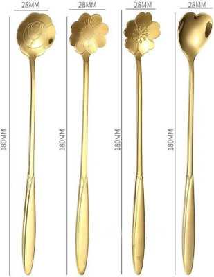 Heylark mart Dessert Spoon Set for Coffee, Tea, Cake Pastry, Kitchen Tableware Stainless Steel Cutlery Set(Pack of 1)