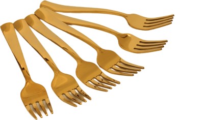 BLLUEX Premium Gold Plated 6 Pcs Fork Set Stainless Steel Cutlery Set(Pack of 6)