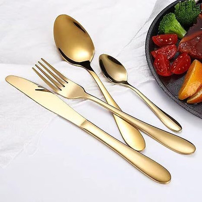 JDSSALESS Set of 4 Luxury Golden Flatware Set Spoon Stainless Steel Cutlery Set(Pack of 4)