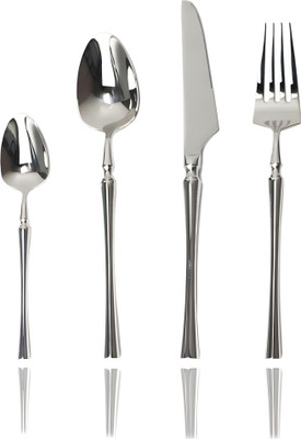 MANISHAWARE A Comfortable Grip & Classic Style | Silver Flatware | Design G 4-Piece Stainless Steel Cutlery Set(Pack of 4)