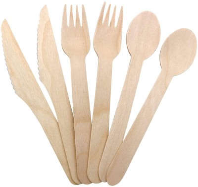 GMI 36 Pcs Disposable Wooden Cutlery Set(Pack of 10)