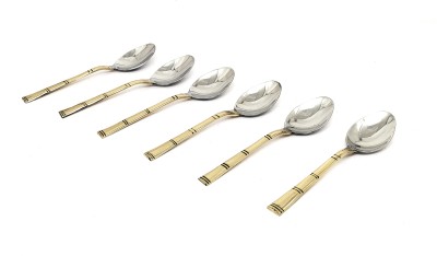 Nyra ® Stainless Steel Brass Spoon Set of 6 Pcs Tableware Kitchenware Utensil Cutlery Brass Cutlery Set(Pack of 6)