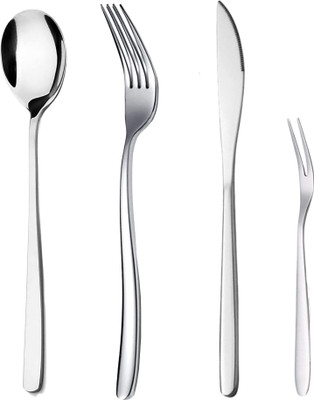 Lellow Silver Dinnerware - Luxury Mirror Finish | Ideal for Home, Restaurant & Gifting Stainless Steel Cutlery Set(Pack of 4)
