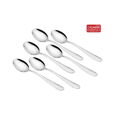 Classic Essentials Sigma 6 Piece Table Spoon Set, Silver Stainless Steel Cutlery Set(Pack of 6)