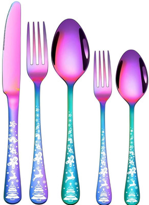 openZest Premium Rainbow Stainless Steel Spoon Set for Vibrant Dining Set 1(5Pcs) Stainless Steel Table Spoon Set(Pack of 5)