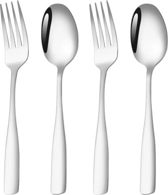 KitchAntique Silverware Table Spoons & Forks Set | 4-Pcs Flatware For Home | Sterling Silver Stainless Steel Cutlery Set(Pack of 4)