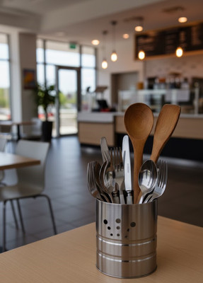 KEDAS ENTERPRISES SPOON HOLDER CAFE DESIGN & HOME ESSENTIALS MODERN STAINLESS STEEL CUTLERY HOLDER Stainless Steel Cutlery Set(Pack of 1)