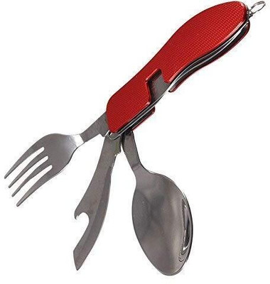 SPERO Foldable Multi-Function Stainless Steel Pocket Fork Spoon Multi-Utility Knife Multi Utility Plier(4 Tools, Multicolor)