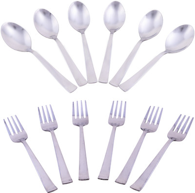 CHEFORRA Stainless Steel Set of Tea Spoon & Tea/Small Fork I Set of 12 I Stainless Steel Cutlery Set(Pack of 12)