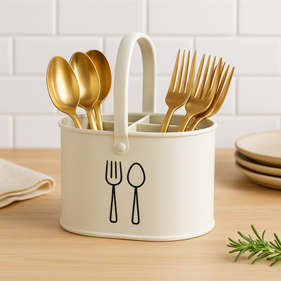 HIKON Empty Cutlery Holder Case(White  Holds 4 Pieces)