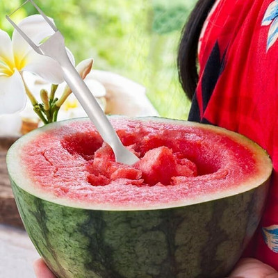 BVM 2-in-1 Fruit Cutter, Slicer Tool, Dual Head Fruit Forks Slicer Knife Watermelon Fork Slicer Cutter Glass Cutter