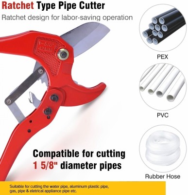 Divinext Aluminum Body PVC Pipe Cutter + Manganese Blade + Ratchet Handle Plumbing Tube Cutter Scissor Knife Plastic Hose Pliers High Quality Upto 42mm Cutter For PVC, Plastic, PPR, Vinyl & Rubber Tube, PVC Pipe Cutter PVC Pipe Cutter Rubber PEX PPR Tube Ratchet Plastic Hose Cutting Tool Scissors Pi