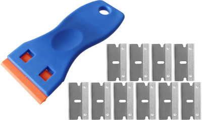 Inditrust Portable Scraper Tool and 10pcs Extra Blades set for Removing Labels, Stickers,Paint , Decals, from Glass and Stovetop Metal Cutter