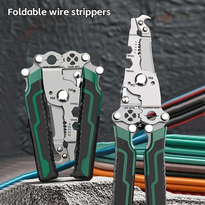 SeaRegal 18 in 1 Foldable Wire Stripper, Foldable Multifunctional Wire Stripping Pliers Wire Stripper Crimper Cable Cutter Tool for Electricians Wire Cutter