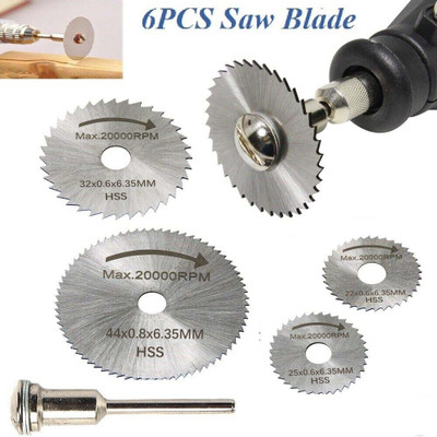 apex ecomm 6PCS Mini HSS Circular Saw Blade Set For Drill Rotary Tool Cutting Wheel Discs Metal Cutter