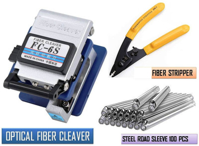 Impirius Optical Fiber Cleaver Ftth Network Instrument with Stripper and 100 Sleeves FC6S With CFS3 With Sleeves Wire Cutter