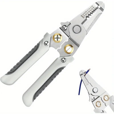 meshiv mantra 6-in-1 Wire Stripper & Cutter Pliers Tools For Electricians Wire/Cable Stripper Cutting, Winding, Crimping Hand Tool for Electrician Decrustation Tool Wire Cutter