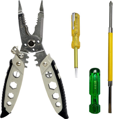 Digital Craft 7inch Multipurpose Wire Stripper,2 In 1 Screw Driver,Line Tester Wire Stripping, Cutting, and Crimping Tool Wire Cutter