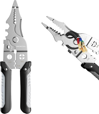 RSI 10-in-1 Multifunctional Wire Stripper Tool, 8 inch Wire Crimping Tool, Professional Electrical Cable Cutter Pliers Wire Cutter