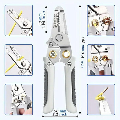 A&S TOOLSHOP Wire Stripper and Cutter Pliers Tools For Electricians 7-in-1 Multifunctional Wire and Cable Stripping, Wire Cutter