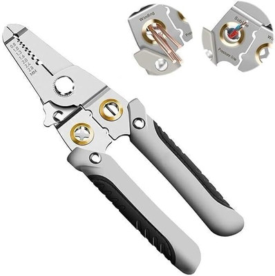 Tapti Wire Stripper and Cutter Pliers Tools For Electricians 6-in-1 Cable Stripping for Cutting, Winding, Crimping Precision Stainless Steel Wire Cutter
