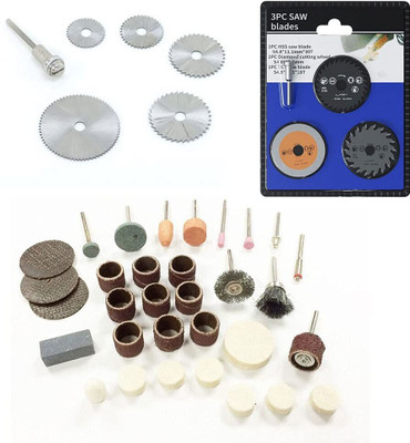 wagela 105pcs Grinding Polish Cutting Tool with 6pcs HSS Circular Saw Blade / 3 Pcs HSS Mini Wood Circular Saw Blade (114 Pcs Suitable for Grinding/Cutting) Metal Cutter
