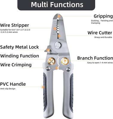 uptodatetools 6-in-1 Wire Strippers for Cable Wire Stripping, Cutting, Crimping, Splitting Wire Cutter