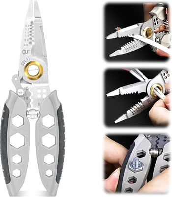 AS TOOL CENTER A&S Wire Stripper Tool, 7-Inch Multipurpose Wire Stripper, Handheld Wire Cutter