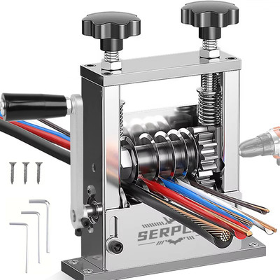 SERPLEX Multi Cable Stripping Tool 6 in 1 Manual Wire Stripper Multi Cable Stripping Tool with Hand Crank 6 in 1 Manual Wire Stripping Device Wire Cutter