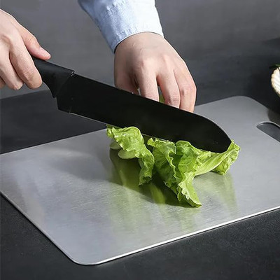 sANVIX MasterChef Professional-Grade Stainless Steel Chopping Board for All-Purpose Use Stainless Steel Cutting Board(Steel Pack of 1 Dishwasher Safe)